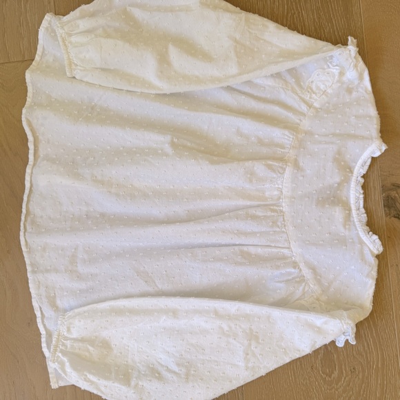 Zara Kids white Embroidered Swiss Dot Ruffled Blouse size 11-12 - Picture 4 of 8